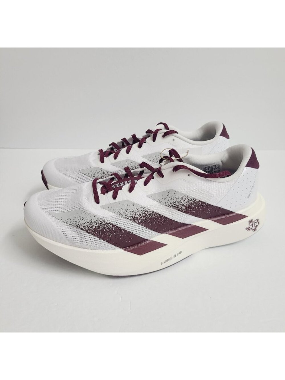 NEW Adidas Adizero EVO SL Texas A&M Running Shoes JQ4566 Size 12 White #1